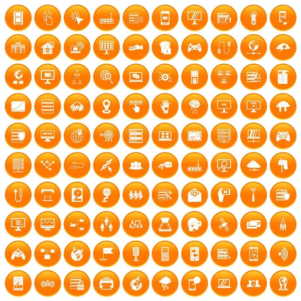 100 zestaw ikon sieci pomarańczowy — Wektor stockowy