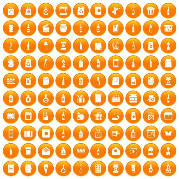 100 iconos de embalaje naranja — Archivo Imágenes Vectoriales