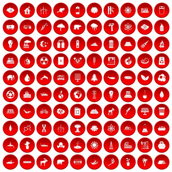 kırmızı 100 Eko Icons set