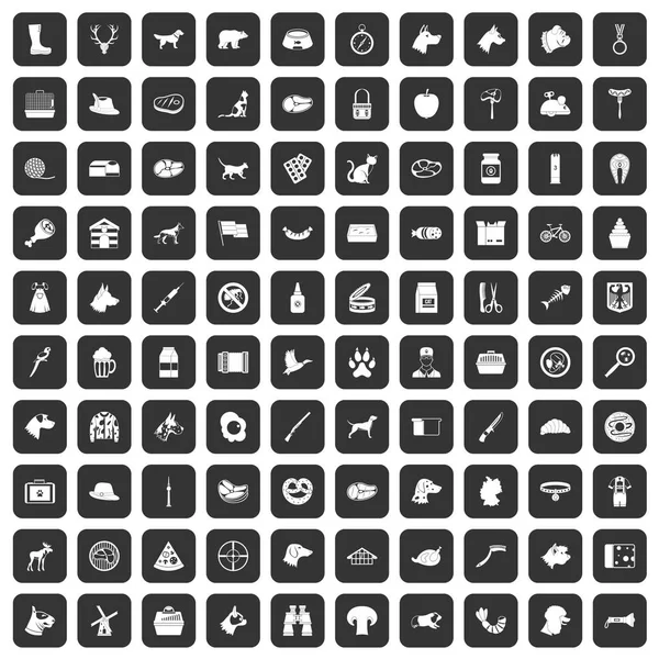 100 icônes pour chien noir — Image vectorielle
