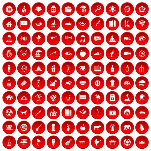 kırmızı 100 fil Icons set