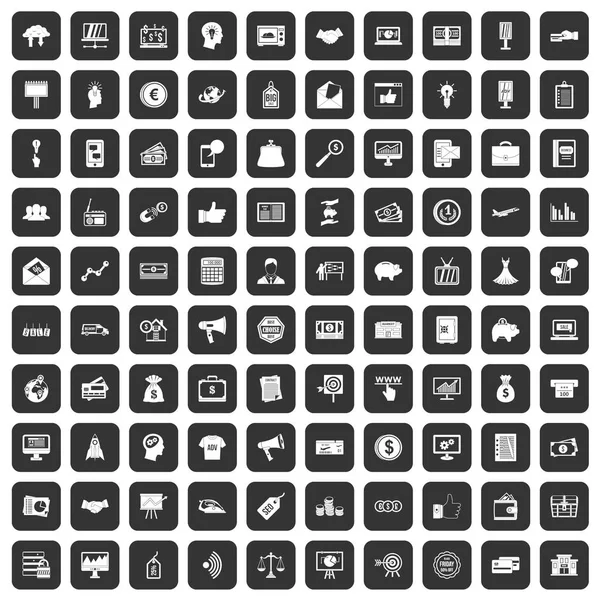 100 icônes e-commerce noir — Image vectorielle