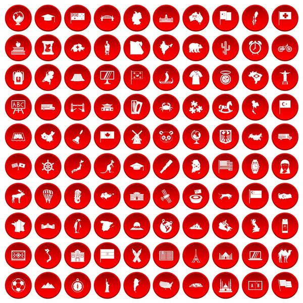 kırmızı 100 Coğrafya Icons set