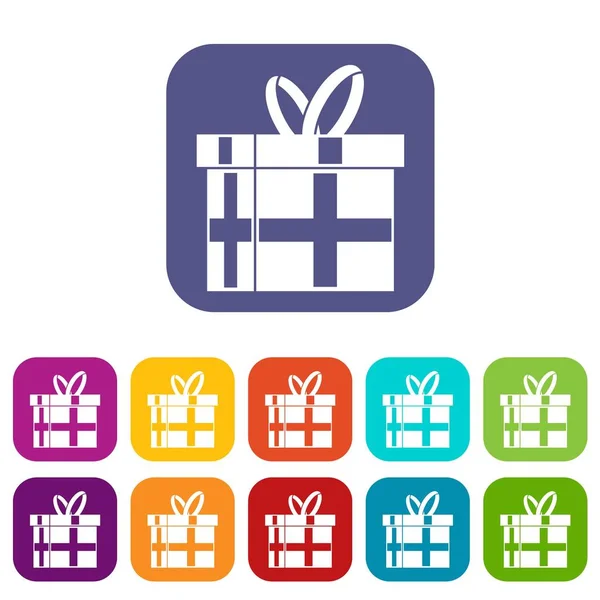 Conjunto de iconos de regalo en caja — Vector de stock