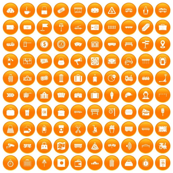 100 іконок залізниці помаранчевий — стоковий вектор