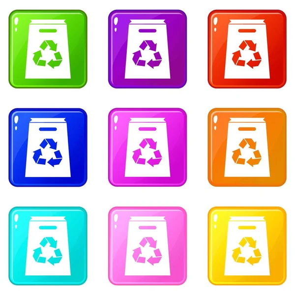 Ανακύκλωσης τσάντα αγορών σύνολο 9 — Διανυσματικό Αρχείο