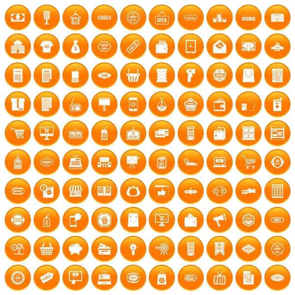 100 iconos de la venta conjunto naranja — Vector de stock