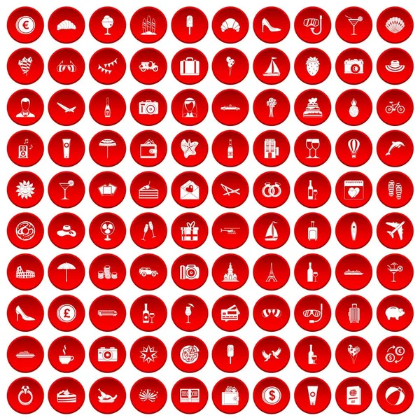 kırmızı 100 balayı Icons set