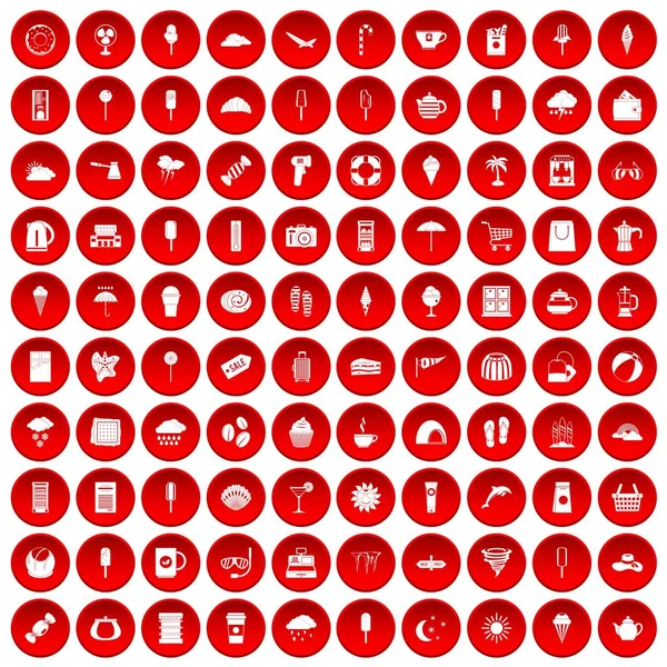 kırmızı 100 dondurma Icons set