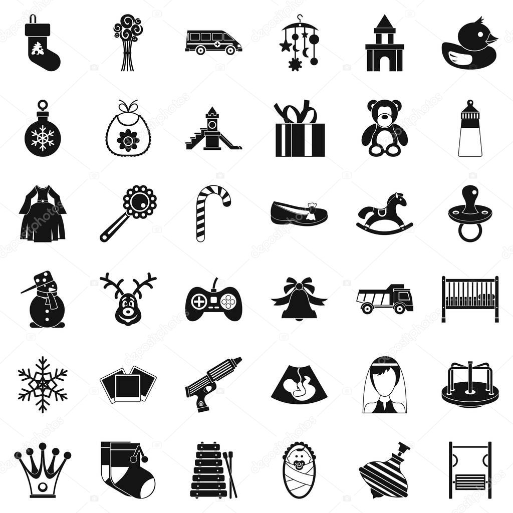 Baby thing icons set. Simple style of 36 baby thing vector icons for web isolated on white background