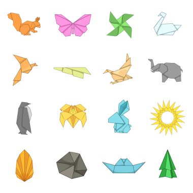 Origami Icons set, karikatür tarzı