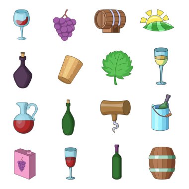 Şarap yarda Icons set, karikatür tarzı