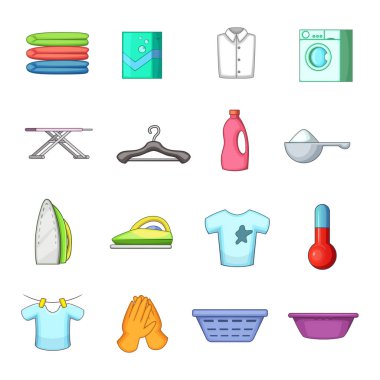 Çamaşırhane Icons set, karikatür tarzı