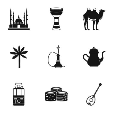 Türkiye şeyler Icons set, basit tarzı