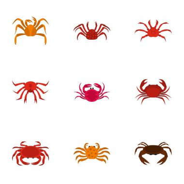 Sualtı yengeç Icons set, karikatür tarzı