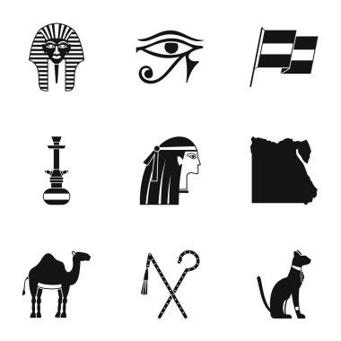 Mısır tarihi Icons set, basit tarzı