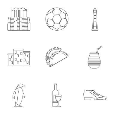 Arjantin Icons set, anahat stili konumlar