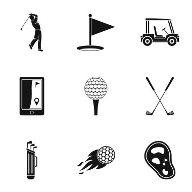 Golf Pazar Icons set, basit tarzı