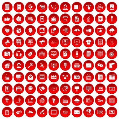 kırmızı 100 bilgi teknolojisi Icons set