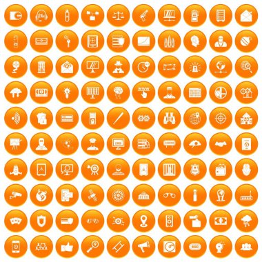 Turuncu 100 güvenlik Icons set