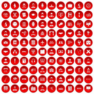 kırmızı 100 akıllı Icons set