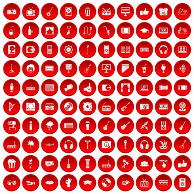 kırmızı 100 karaoke Icons set