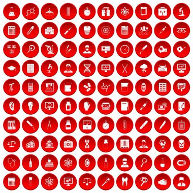kırmızı 100 laboratuvar Icons set