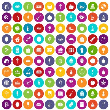 100 meyve simgeler kümesi renk parti