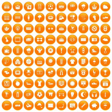 Turuncu 100 futbol Icons set