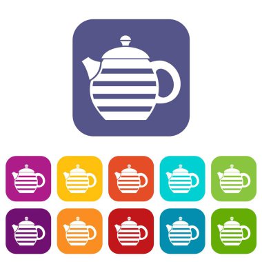 Çizgili çaydanlık Icons set