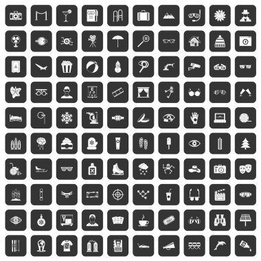siyah 100 gözlük Icons set