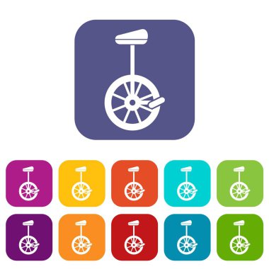 Tek tekerlekli sirk bisikletine Icons set