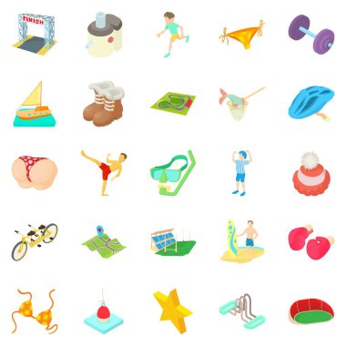 Erkek spor Icons set, karikatür tarzı