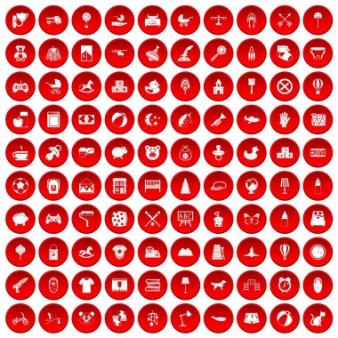 kırmızı 100 kreş Icons set