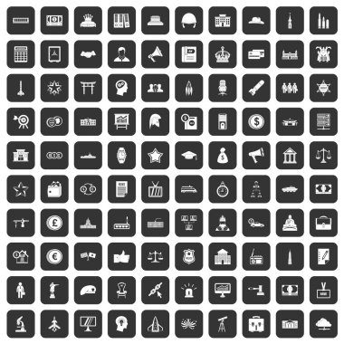 siyah 100 hükümet Icons set