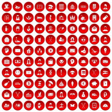 kırmızı 100 hayırseverlik Icons set