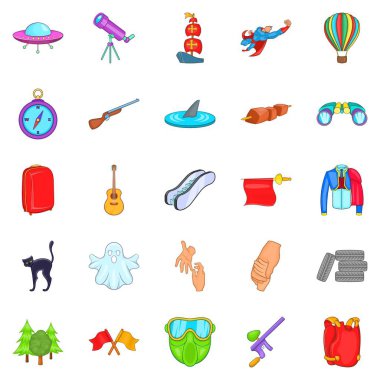 Gizemli şeyler Icons set, karikatür tarzı