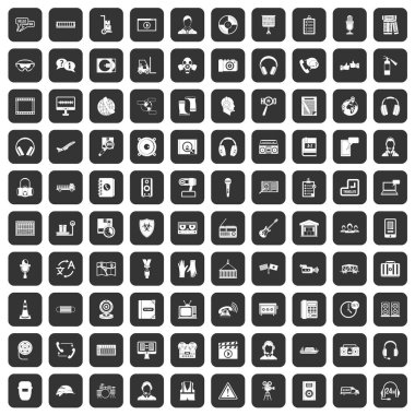 siyah 100 kulaklık Icons set