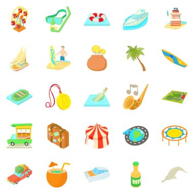 Macera Icons set, karikatür tarzı