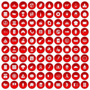 kırmızı 100 sandviç Icons set