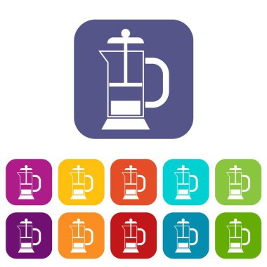Fransız basın kahve makinesi Icons set