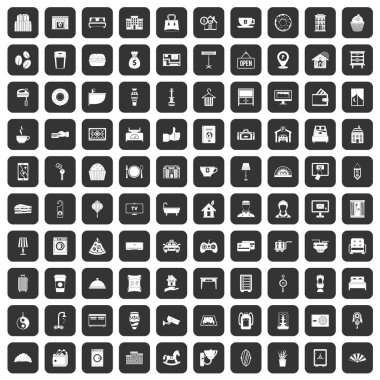 100 otel simgeler siyah ayarla