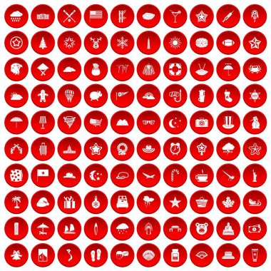 kırmızı 100 yıldız Icons set