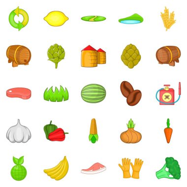 Vegan Icons set, karikatür tarzı