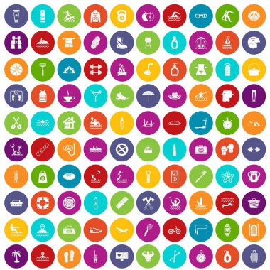 100 insan sağlığı simgeler renk ayarla