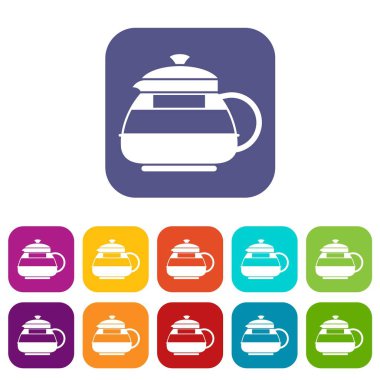 Cam çaydanlık Icons set