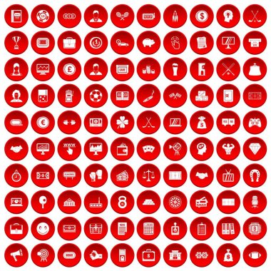 kırmızı 100 piyango Icons set