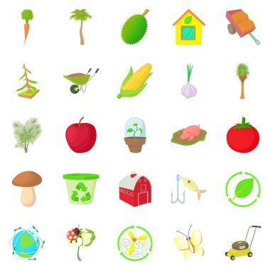 Bahçe Icons set, karikatür tarzı