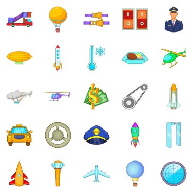 Şehir Icons set, karikatür tarzı varış