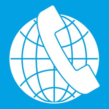 Cep telefonu ve küre simgesi beyaz